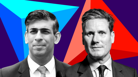 Rishi Sunak and Sir Keir Starmer set against 鶹Լ Election 2024 branding