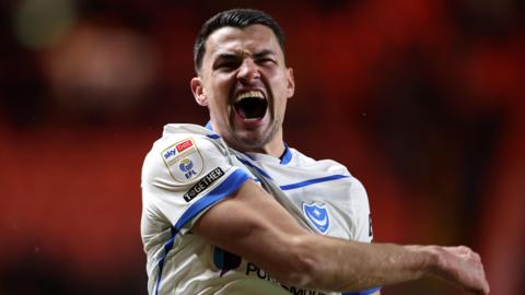 Regan Poole celebrates for Portsmouth
