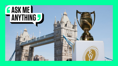The Women's Rugby World Cup trophy in London