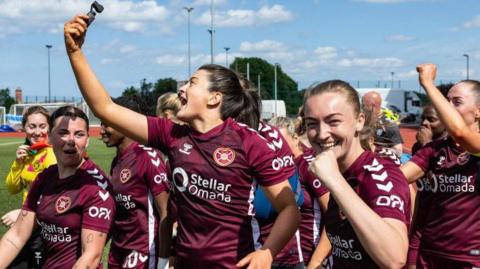 Hearts players celebrating
