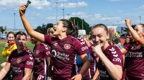 Hearts players celebrating
