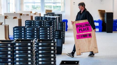 Ballot boxes and signs are dispatched to polling stations around Edinburgh from Edinburgh City Council's storage area 