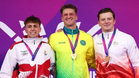 Adam Ramsay-Peaty (right) alongside Sam Williamson (centre) and Filip Nowacki