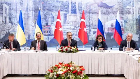 Officials at the Russia-Ukraine-Turkey talks meet