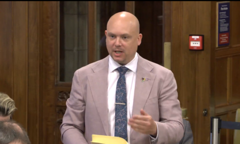 Cameron Thomas MP standing in Westminster Hall during his debate on schools funding 