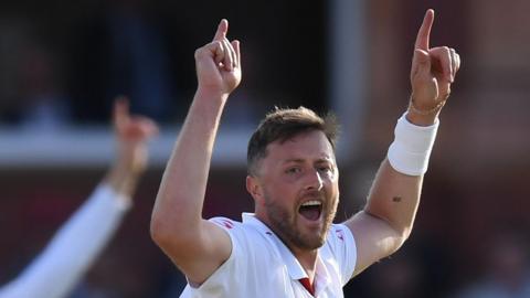 England bowler Ollie Robinson appeals for lbw