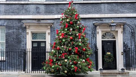 Christmas tree on display outside Number 10 Downing Street