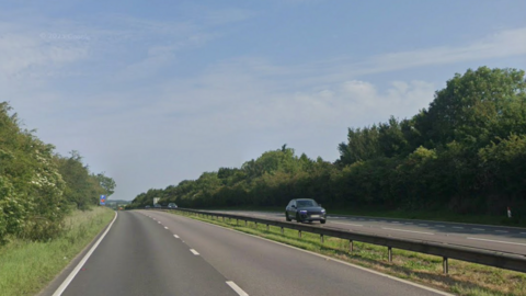 The A1 with one car on the right carriageway