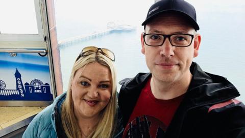 Emily Szpala in Blackpool Tower with her partner Colin Hilton