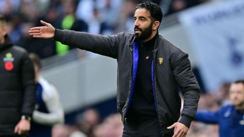 Ruben Amorim on the touchline against Tottenham