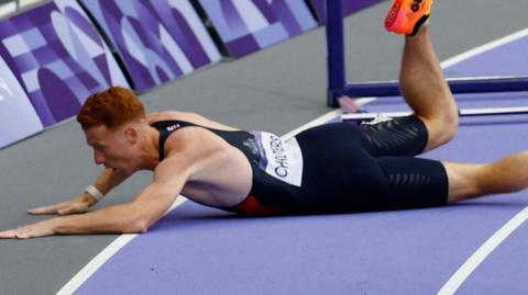 Alastair Chalmers falls at the Olympic Games