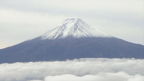Mount Fuji shown capped with snow for the first time this season