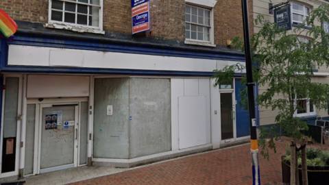 Exterior of the old TSB Bank building on Sheep Street in Rugby.