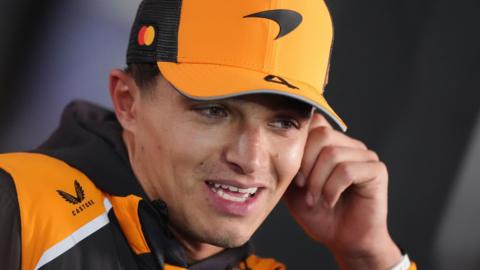 Lando Norris speaking to media after the Dutch Grand Prix