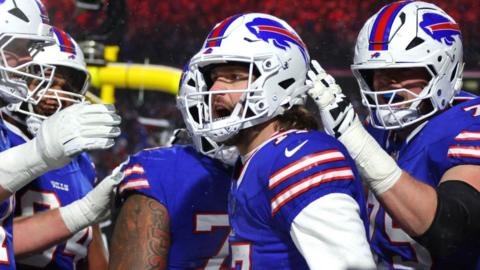 Josh Allen celebrates