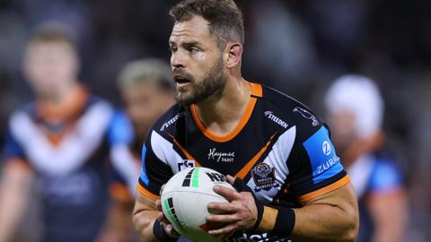 Aidan Sezer in action for Wests Tigers