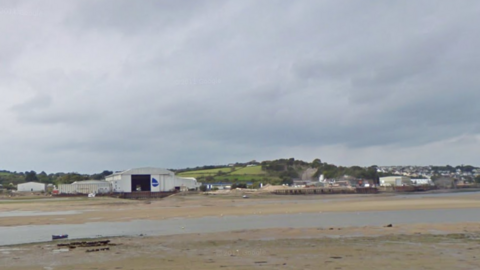 Google image of Appledore from across River Torridge. Buildings and fields are seen in the distance. 