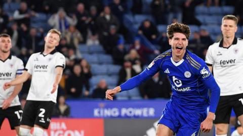 Leicester's Ben Nelson celebrates scoring against Bristol City