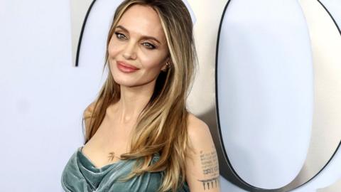 Angelina Jolie arrives on the red carpet for the 77th annual Tony Awards in New York, New York, USA, on 16 June 2024