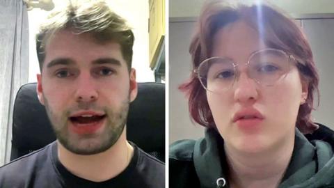 A composite image of attack eyewitnesses Olly Foster and Wren Chambers