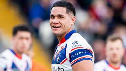 Renouf Atoni, smiling, while playing for Wakefield Trinity