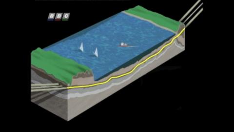 An illustration of a cross-section of the English Channel