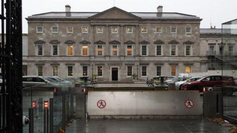 Dublin, Government Buildings on Kildare Street with security barrier raised