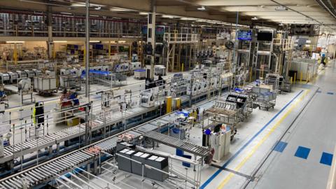 The interior of the Beko Hotpoint factory which produces tumble dryers