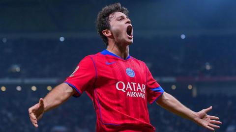 Joao Neves celebrates