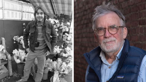 John Dean in Nottingham in 1976 on the left and in 2026 on the right
