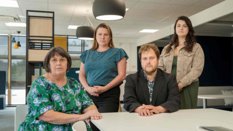 Dr Louise Harvey-Golding and Dr Diane Simpson with Julia Wysocka (community development officer) and Michal Chantkowski (development and service manager) from ICOS.