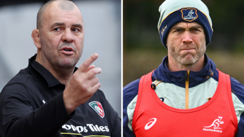 Split image of Michael Cheika and Geoff Parling