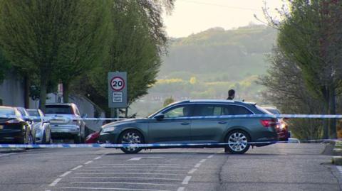 Cliftonville Street closed with police tape and car 