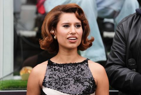 Raye ahead of her half time performance during the NFL International match at the Tottenham Hotspur Stadium earlier this month