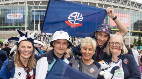 Bolton Wanderers' supporters enjoying the pre-match atmosphere during the Sky Bet League One Play-Off Final match between Bolton Wanderers and Oxford United at Wembley Stadium
