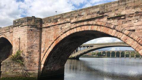 Close up of one of Berwick Bridges arches.