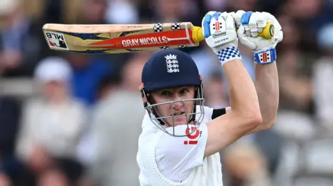 England batter Harry Brook plays a shot