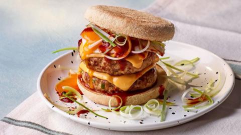 Korean breakfast burger stack