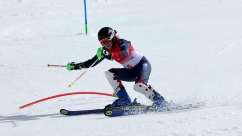 Menna Fitzpatrick competing at the 2022 Winter Paralympics