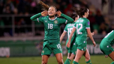 Kyra Carusa celebrates goal