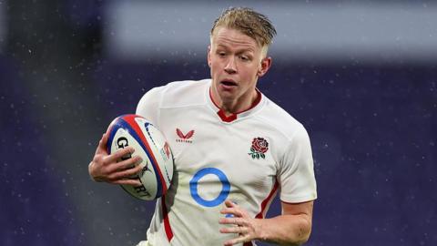 Josh Hodge running with the ball for England A against Spain in November