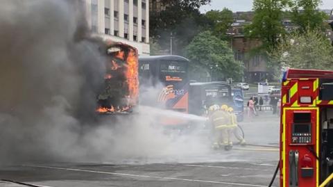 bus on fire