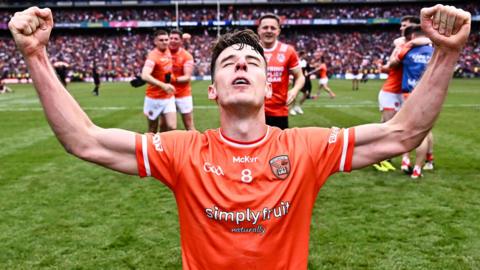 Niall Grimley celebrates Armagh's All-Ireland final victory