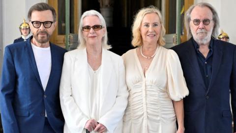 The four members of Abba standing together 