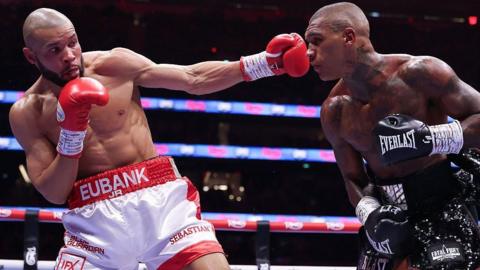 Chris Eubank Jr and Conor Benn during their first fight in April.