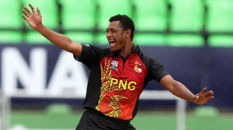 Papua New Guinea's Alei Nao appeals for a wicket