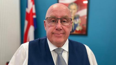 A view of Nottinghamshire County Council leader Mick Barton in his office in county hall.