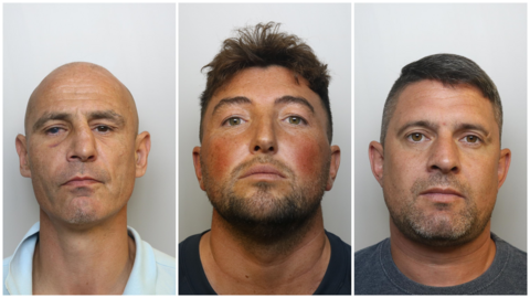 Headshots of three men sentenced for violent disorder