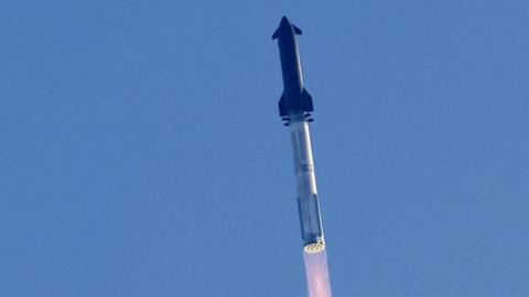 The SpaceX 'Starship' rocket takes off from the company's Starbase facility in Texas, USA.