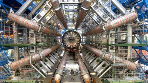 Undated handout photo issued by CERN of the Large Hadron Collider Atlas detector whilst under construction. 